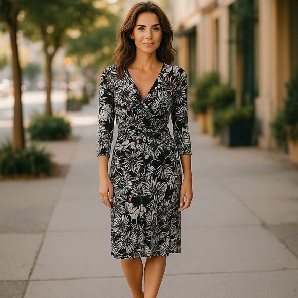 Nine‎ West Floral Print Ruched Waist Midi Dress Size 16 XL All-Season Office - Picture 8 of 8